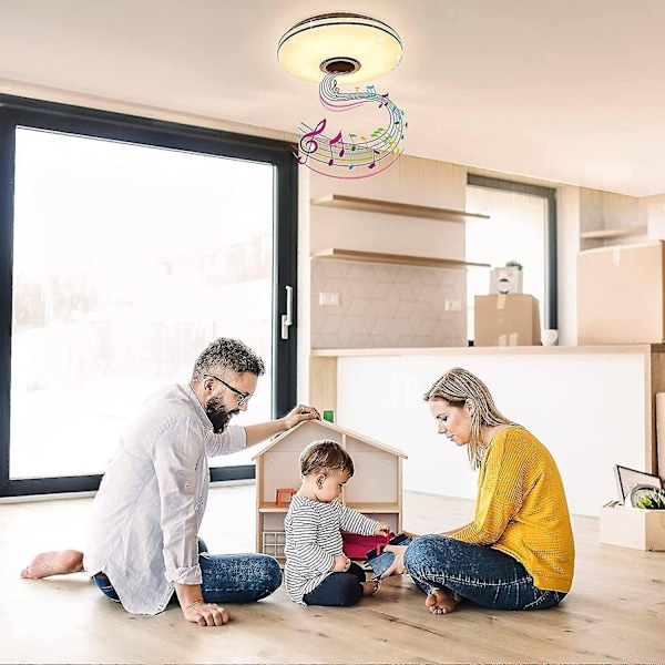 LED taklampa med Bluetooth-högtalare, dimbar RGB färgskiftande lampa för kök, barnrum, sovrum, vardagsrum - Jxlgv00