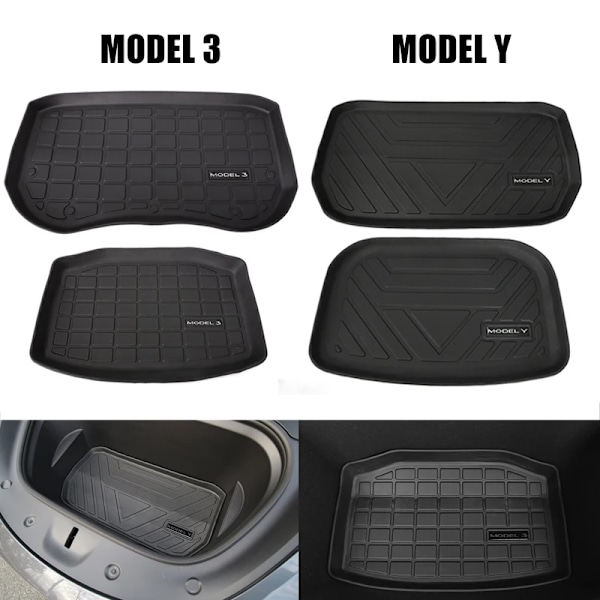 TPE Matta Fram Bak för Tesla Model 3 Model Y Matt Tillbehör Bagageutrymme Lastbricka Golvmatta[GKS] model 3  set