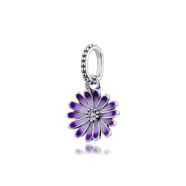 DIY Bracelet Daisy Beads With Purple Enamel 925 Sterling