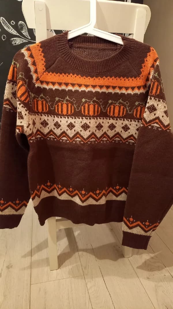 Halloween sweater Boho græskar strikket sweater kvinder kaffe ekstra stor small