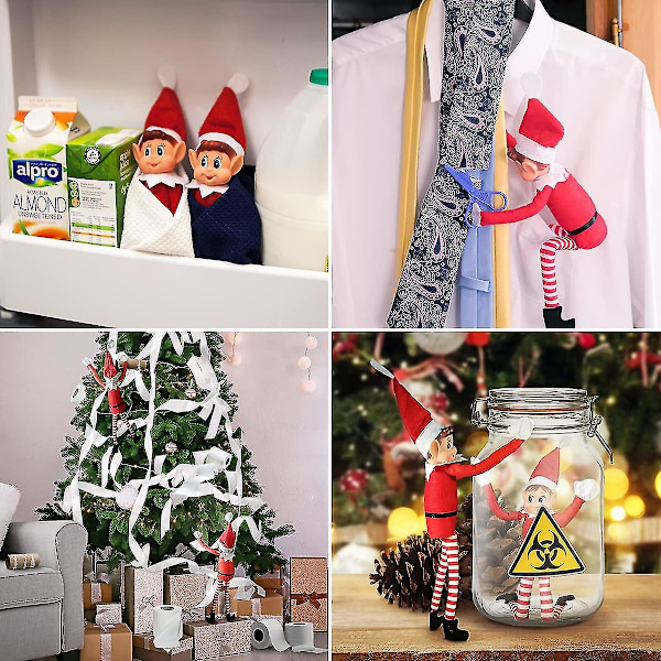 Busig Tomte med Kardborre i Handen - Långbent Tomte Mjuk Plysch - Julnyhet - Tomte med Hatt och Etikett Jul