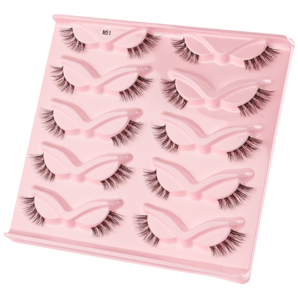 Halve Vipper Naturlig Look Wispy Cat-Eye Øyevipper 3D Løse Øyevipper Fluffy-Myke 10 Par Falske Mink Kunstige Vipper Sett J