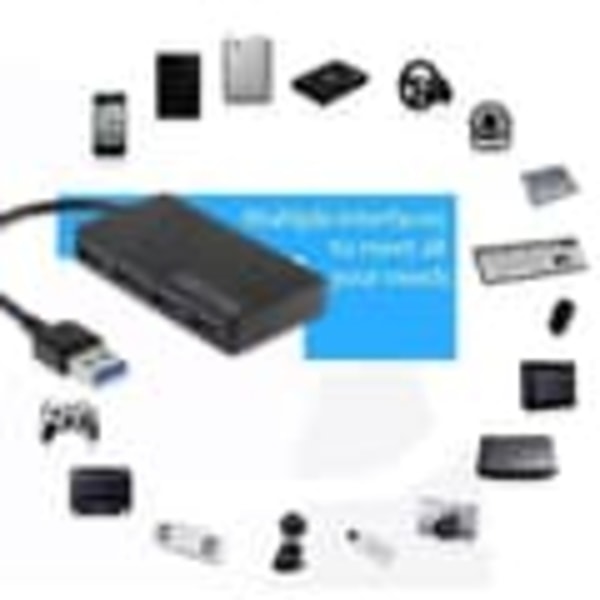 USB 3.0 hub med 4x USB-porter (høyhastighet) - Opptil 5 Gbps