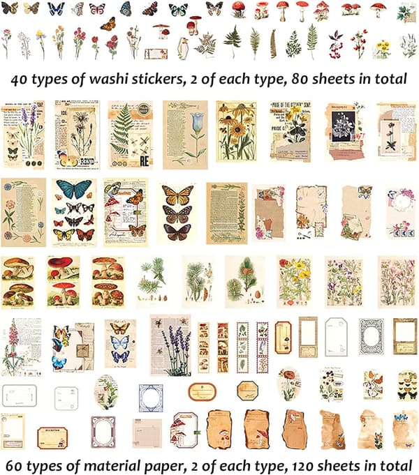 800 Ark Scrapbooking Stickers, Washi Papper Planner Sticker