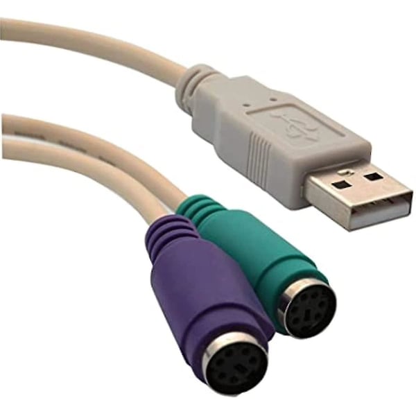 1-pack USB till dubbla PS2 tangentbord mus konverterare adapterkabel för bärbar dator adapter