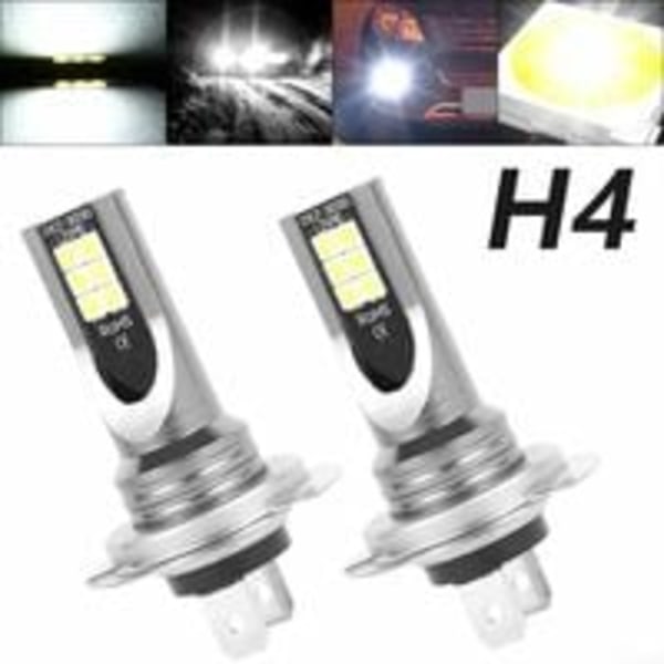 2-pakning H4 LED-frontlykter, 50W/14000LM/IP68 Vanntett Bil LED