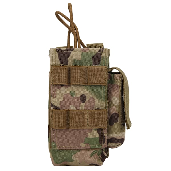 Molle Radio Pocket Mini Radio Holder Bag Waterproof Walkie Talkie Holster with Side Pockets Camouflage.