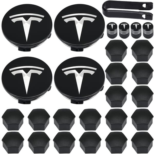 Hjulnavkapselsett, Tesla navkapsler senterkopper hjulkapsler for Tesla Model 3, Model Y, Model S, Model X, sølvlogo