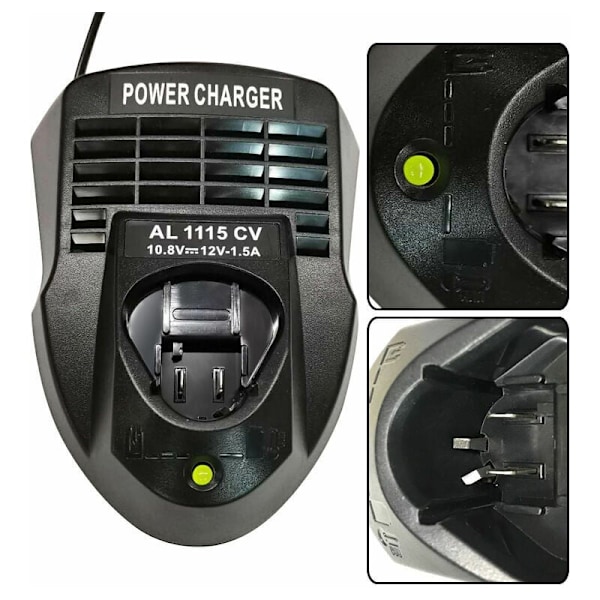 AL1115CV 10,8V 12V 1,5A Li-ion Batteriladdare för Bosch Li-ion Borr/Skruvdragare, Kompatibel med BAT411 BAT412A, med LED-indikator.