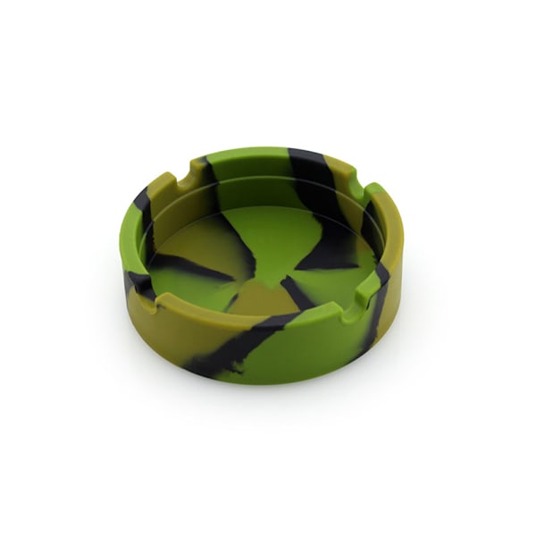 1pc Luminous Silicone Round Ashtray Army Green Black Camouflage