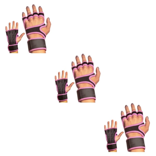 1/2/3/5 2 par Läder Lätta och andningsbara gymhandskar för Rosa S Pink S 3Set