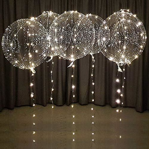 Warm White LED Balloons With Batteries Party Balloons 20 Inch Clear Balloons Transparent Helium Or Air Balloons Wedding Balloons