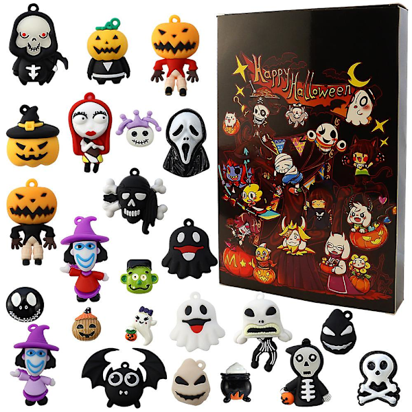 Adventskalender 2023 Ny Halloween Nedräkningskalender Låda Skräcknätter Halloween Gotisk Docka 24 Present Blind Box style 2