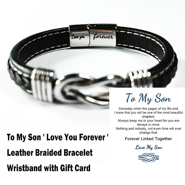 Armband till min son Mor och son För alltid förenade PU-läder