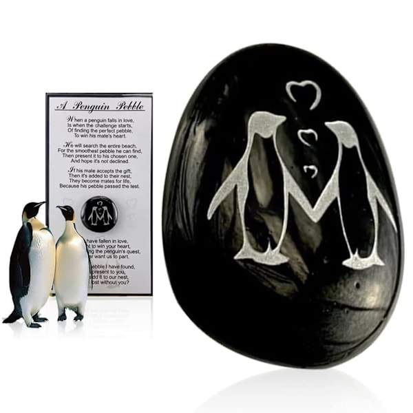Penguin Stone En Liten Lomme-Pingvinklem, Gravert Mini Pingvin Minnesten S