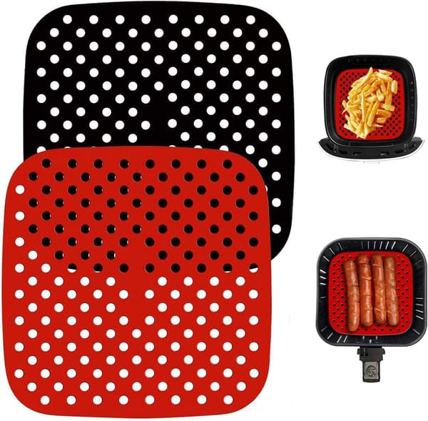 Silikonmatte for Airfryer, Vanntett Perforert Bakepapir Silikon