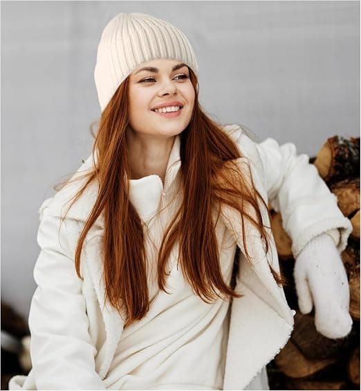 Varm Stickad Mössa för Män Kvinnor Barn Vintermössa Klassisk Beige Hatt