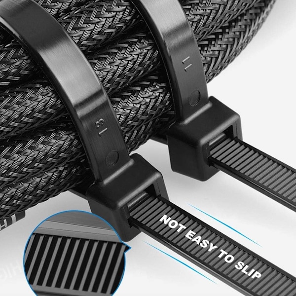 Caiery Pakke med 100 Lange Buntebånd - 350mm x 8mm - UV-bestandig