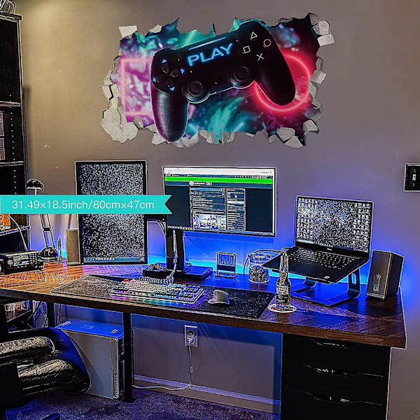3D Gamer Väggdekaler, Gamer Poster Väggdekoration, Pojkrum Väggdekal, Modern Vardagsrumsdekoration Väggdekaler, Pojkstudentrum Väggdekal, Di