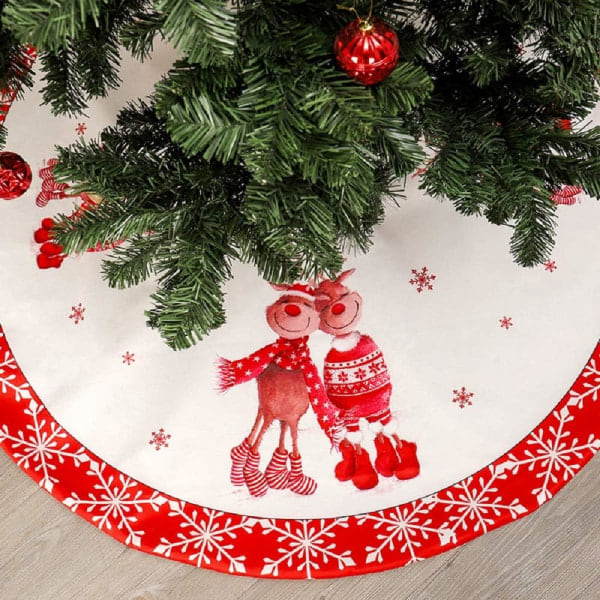 Christmas tree skirt, 48 inch double layer cable knit