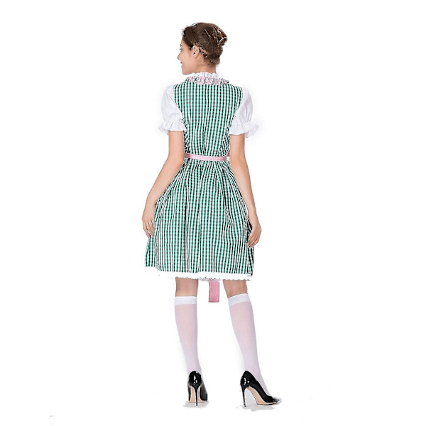 Snabb frakt Damtysk Dirndl klänning kostymer för bayerska Oktoberfest Halloween karneval grön Green S