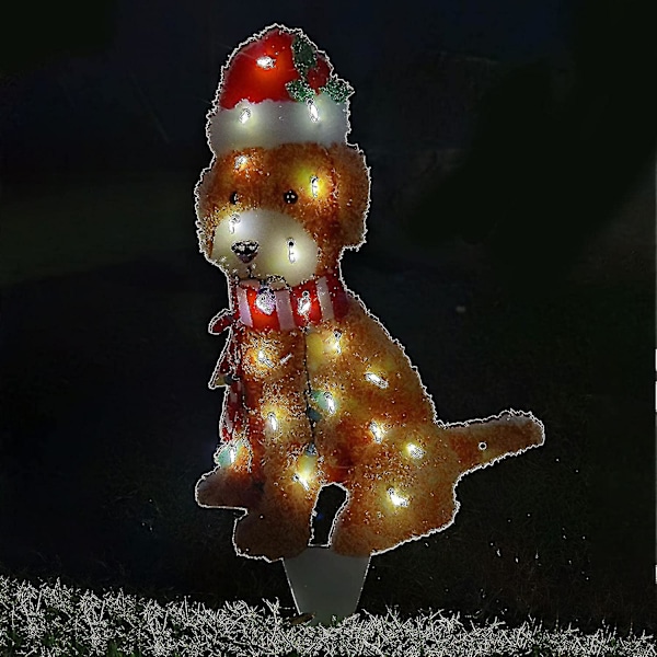 2D Lysende Jule Golden Doodle Hund, Fluffy Doodle Hund med Lyskæde Jule Akryl Udendørs Plæne Ornament Yw1