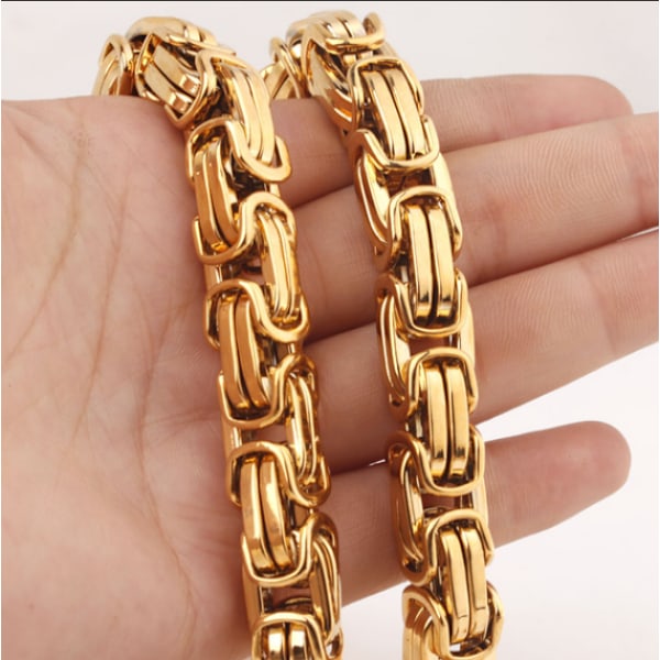 Guld Emperor armbånd i rustfrit stål med 18 karat guldbelægning, 8 mm 50cm long