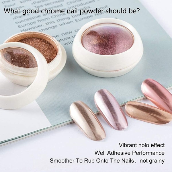 Förpackning med 6 kromglitterpulver, nagelkonstpulver, spegeleffekt krompigment