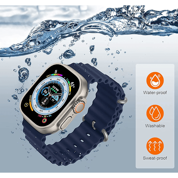 4-pakk Ocean-nauha yhteensopiva Apple Watch Ultra Band 49mm 45mm 44mm 42mm Iwatch Series 8:n kanssa, vaihtohihnoja