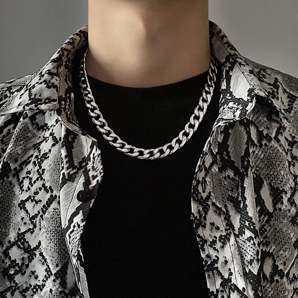 Sølv Guld Hip Hop Cubansk Halskæde med Rhinestone til Mænd Kvinder Legering, Miami Mænd[GKS]