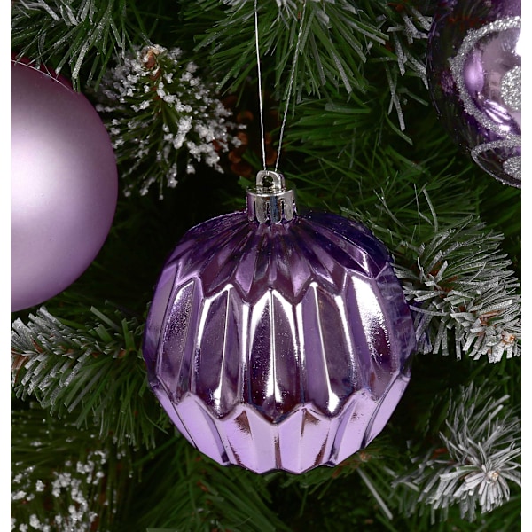Lilla julekuler, plast, 6cm juletrepynt, 16 stk. lila