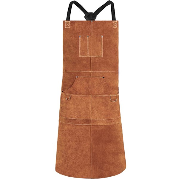 Leather welding apron with 6 pockets Heat flame resistant apron