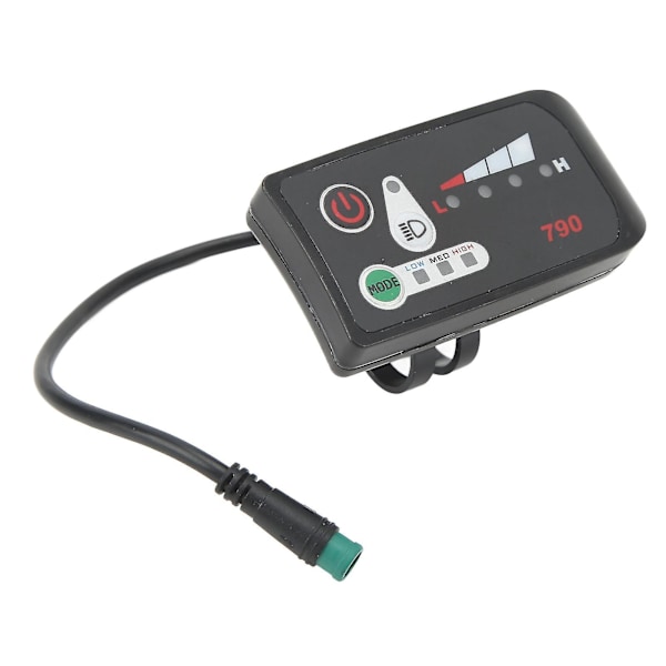 Elektrisk Sykkel LED Strømindikatorpanel Elektrisk Sykkel Modifikasjonsdisplaymåler med Vanntett 5p Hann for 22.2mm Styre 36v lin