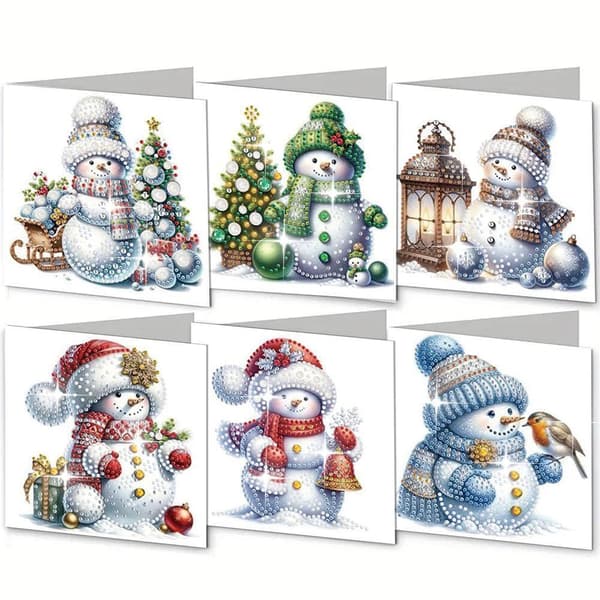 stk. Glitrende Kunst Gratulasjonskort I2G0[GKS] Snowman 6pcs