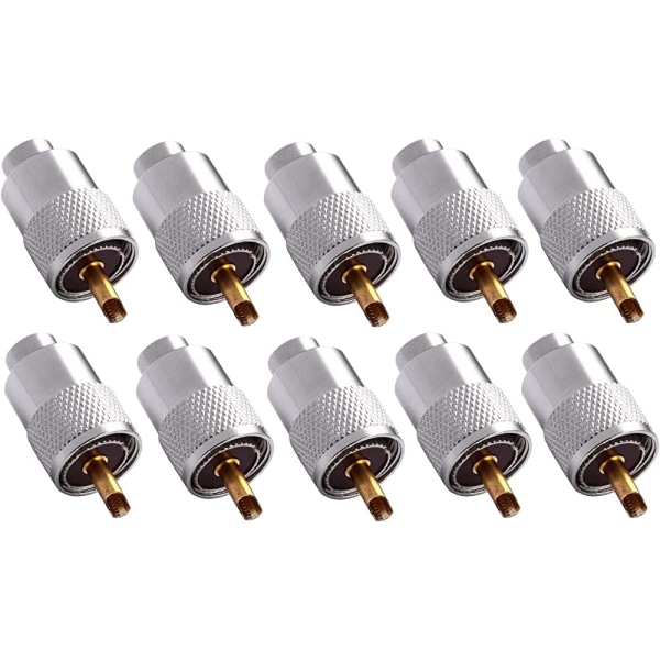 UHF/PL-259 Coaxial Cables Male Solder Coaxial Connector with Reducer for CB Radio Antenna 10Pcs