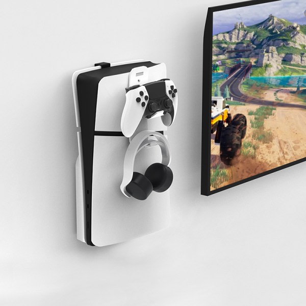 Väggmonterad hållare för PS5 Slim For Dual Sense Gamepad Controller White