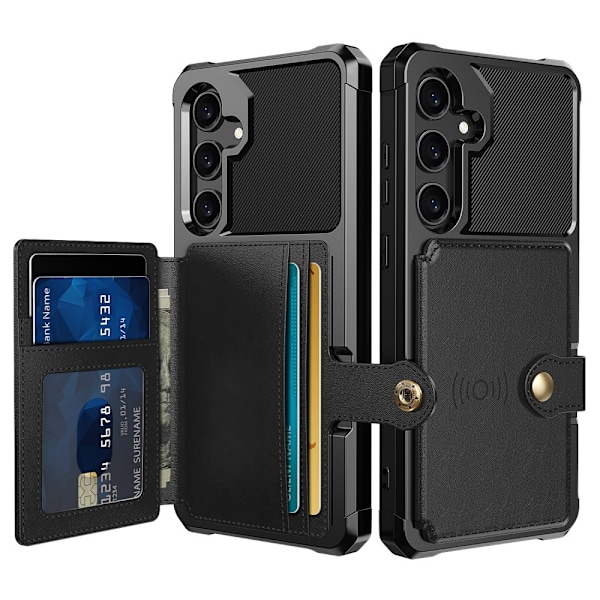 Galaxy A55 5G Etui med Magnetisk Tegnebog Sort