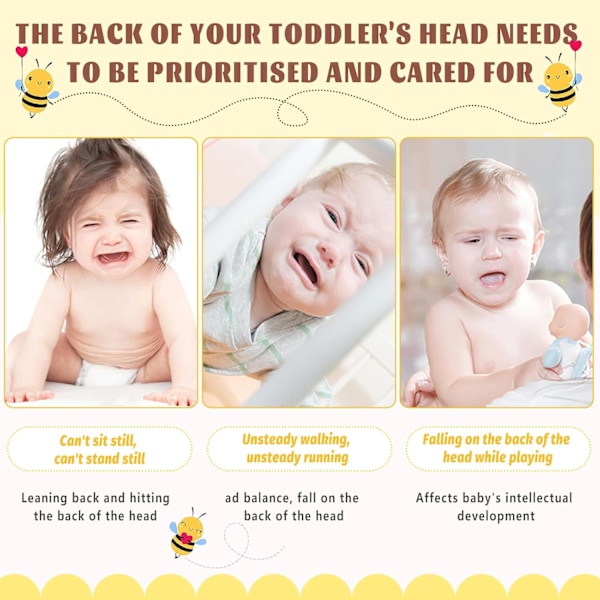 Babyhodebeskyttelse, pustende og justerbar beskyttelsesinnlegg, babywalker, hodebeskyttelse for småbarn som kryper og løper [GKS]