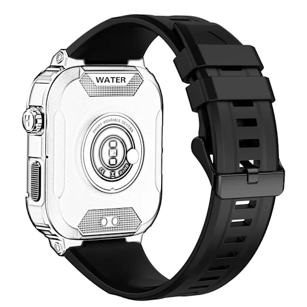 Original Mk66 Smart Watch Remmer Vanntette Bånd 15mm Armbånd Gratis En Stykke Herdet Glass Smartwatch Deler Black