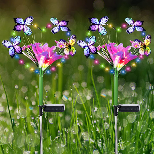 Solcellelamper for hagen, Vanntett Solcellelamper med Sommerfugler og Blomster