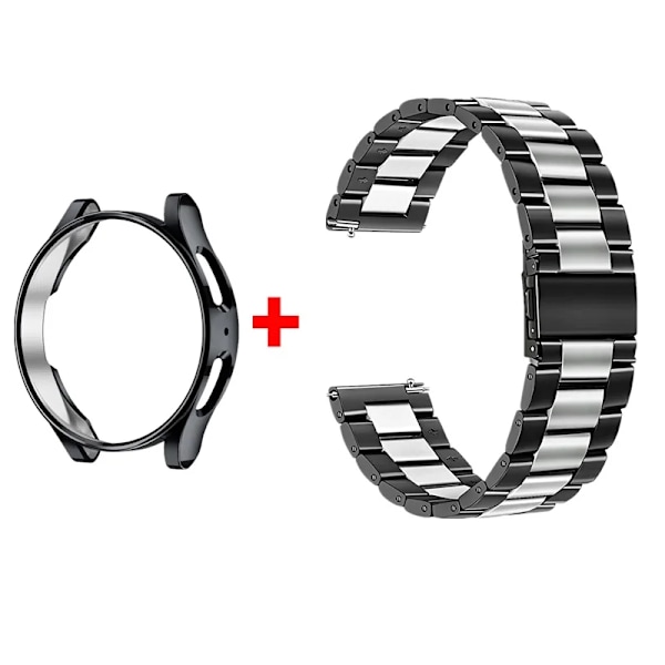 Band+ fodral för Samsung Galaxy Watch 6 5 4 44mm 40mm Classic 46mm 42mm Rostfritt stål Band Galaxy Watch 3 5 Pro 41 45mm Rem black sliver black