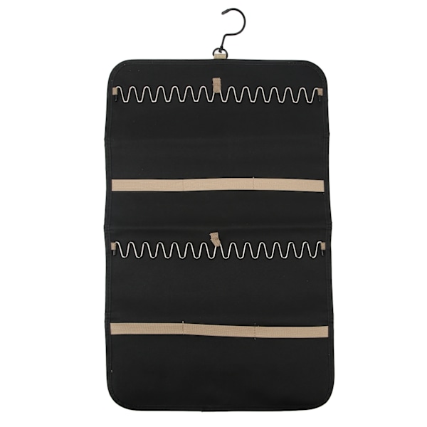 Rejse Smykke Organizer Foldbar Nylon Rejse Smykke Opbevaringspose til Halskæder Øreringe Ringe Sort