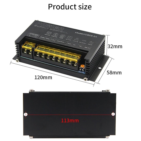 12v relekytkin elektroniseen ovihallintajärjestelmään, paine Com Gnd 5a 100-245v jännite