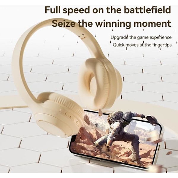 M6 Trådlöst Gaming Headset, Memory Foam & Premium Läderliknande Öronkuddar, Stereo Hörlurar, Gaming Hörlurar med Mikrofon för Mobila Enheter