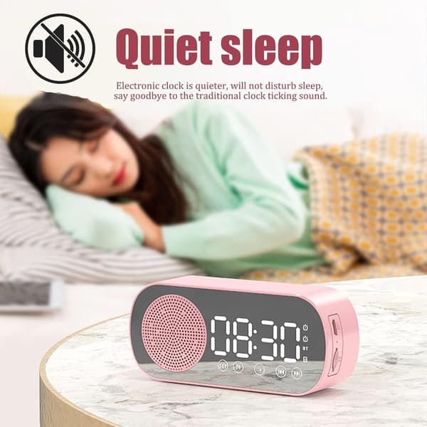 Bluetooth-högtalare väckarklocka - Digital klocka med LED-display - Dubbel larmradio för djupsömnare