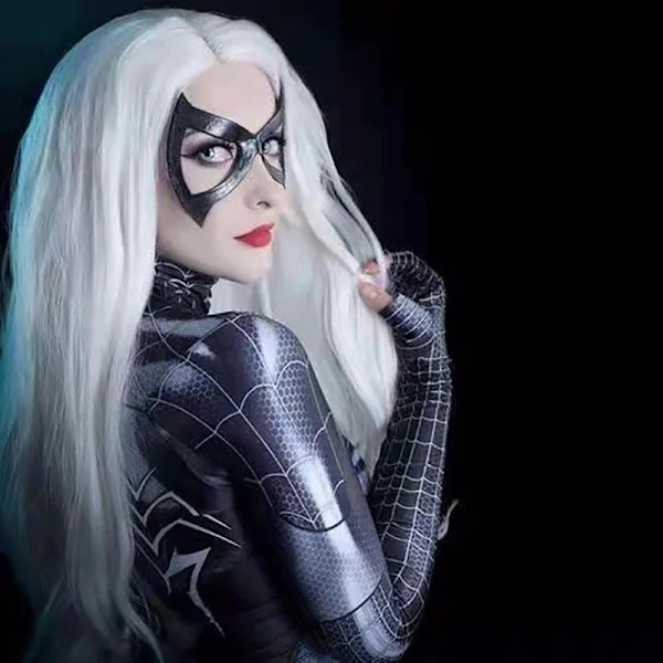 Superhero Cosplay-asu Hämähäkkinaisen Halloween Joulu Tiukka 3D Bodysuit A naamion kanssa A with mask S 160