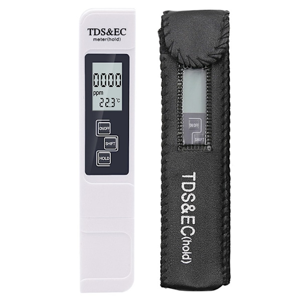 Digital 3-i-1 TDS-mätare EC och temperatur med display white