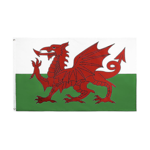 Welsh Flag - Levande färger bleknar motståndskraftig - Dubbla sömmar i canvashuvud - Welsh Flag Polyester med mässingshylsa 90x 150cm