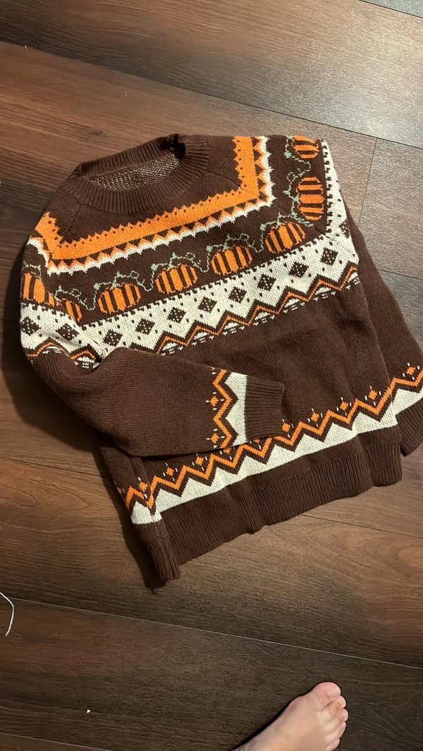 Halloween tröja Boho pumpa stickade tröjor dam kaffe extra stor large