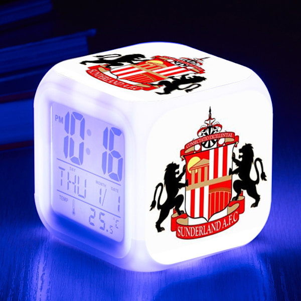 Fodboldur med LED-alarm Lysende Digitalt Ur 7 Farver Mini Børne Natbord Vækkeur[GKS] E